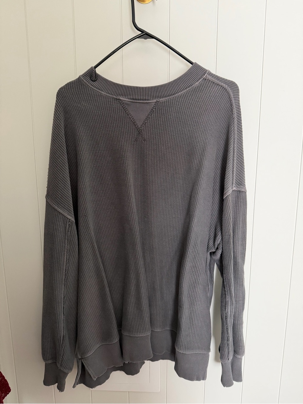 aerie Men's Gray Crewneck Thermal Sweater